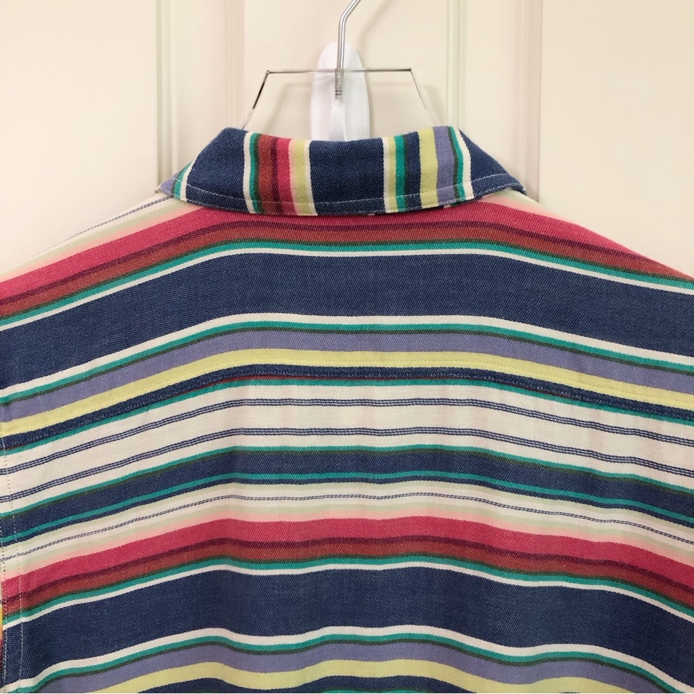 Vintage | Multi Color Stripe Long Sleeve Shirt Western Southwestern Medium - Picture 7 of 11